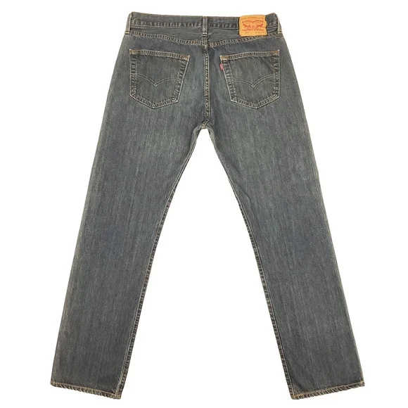 Levi's 501 Jeans Mens 34x34 Blue Dark Wash Faded Straight Classic Denim Rugged - Picture 2 of 12